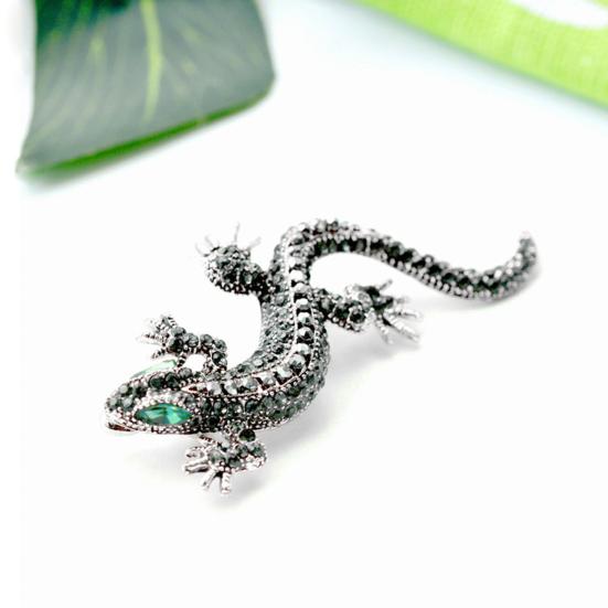 Unisex Brooch Pin Lizard Colorful Rhinestones Jewelry Vintage Long Lasting Blazer Brooch Clothes Decor
