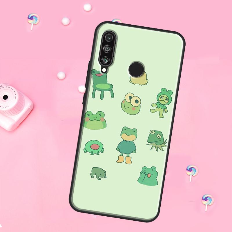 Cute Green Frog For Huawei Nova Y90 Y70 Y60 Y91 Y61 Y73 Y72 12s 12i 11i 8i 9 10 SE P40 Lite P60 P30 Pro Case