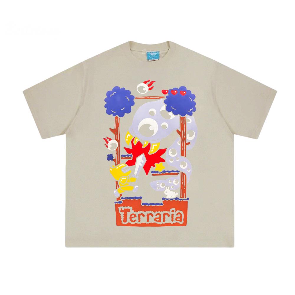 Koszulka z nadrukiem gry Terraria 2026 100% Bawełna Okrągły dekolt TOPY Letnia Wysoka jakość Wygodna Koszulka