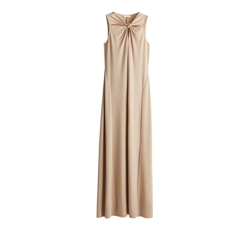 Spring and Summer Women's Clothing French Style Pendant Design Micro-Pull Skirt V Neck Sleeveless Length Bow Tie Dress 1277397