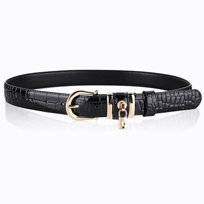 Crocodile Pattern Leather Belt Women's Casual Pin Buckle Genuine Leather Belt Women's All-Match Simple Decoration Pant Belt