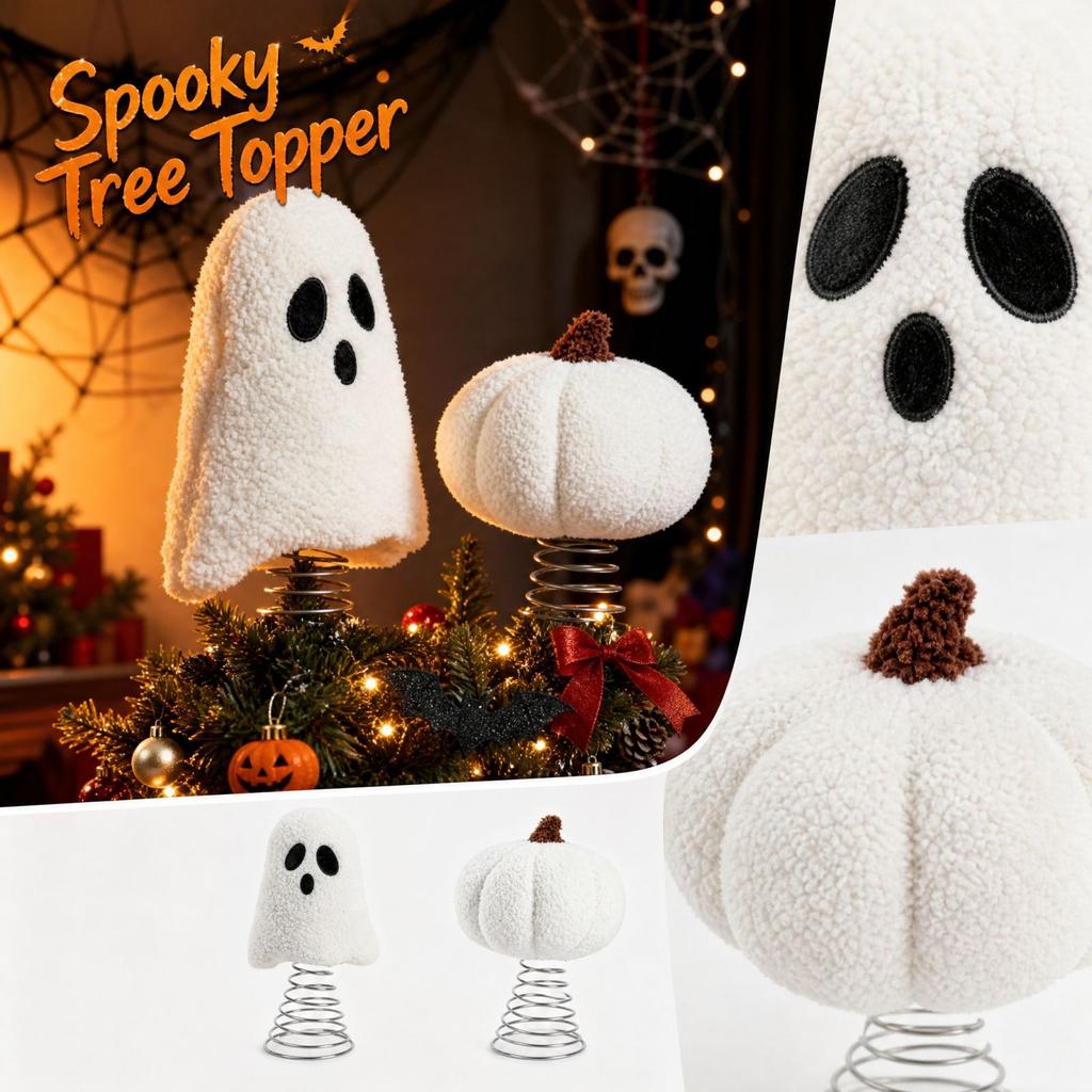 Halloween Christmas Tree Topper with Spring Base, Holiday Party Decoration