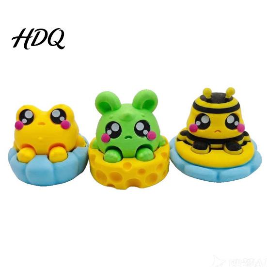 Anxiety Relief Gadget 1/3Pcs 3D Printed Animal Clicker Toy Cartoon Mouse Frog Bee Portable Stress Reducer Decompression Button Fidget Desk