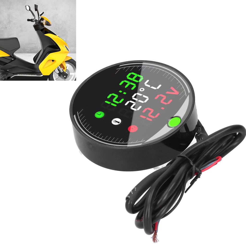 LED Motorcycle Modified Voltmeter Ambient Temperature Meter Chronograph 9?24V Universal