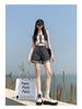 2026 Korean Style Gradient High-Waisted Loose Denim Shorts for Women