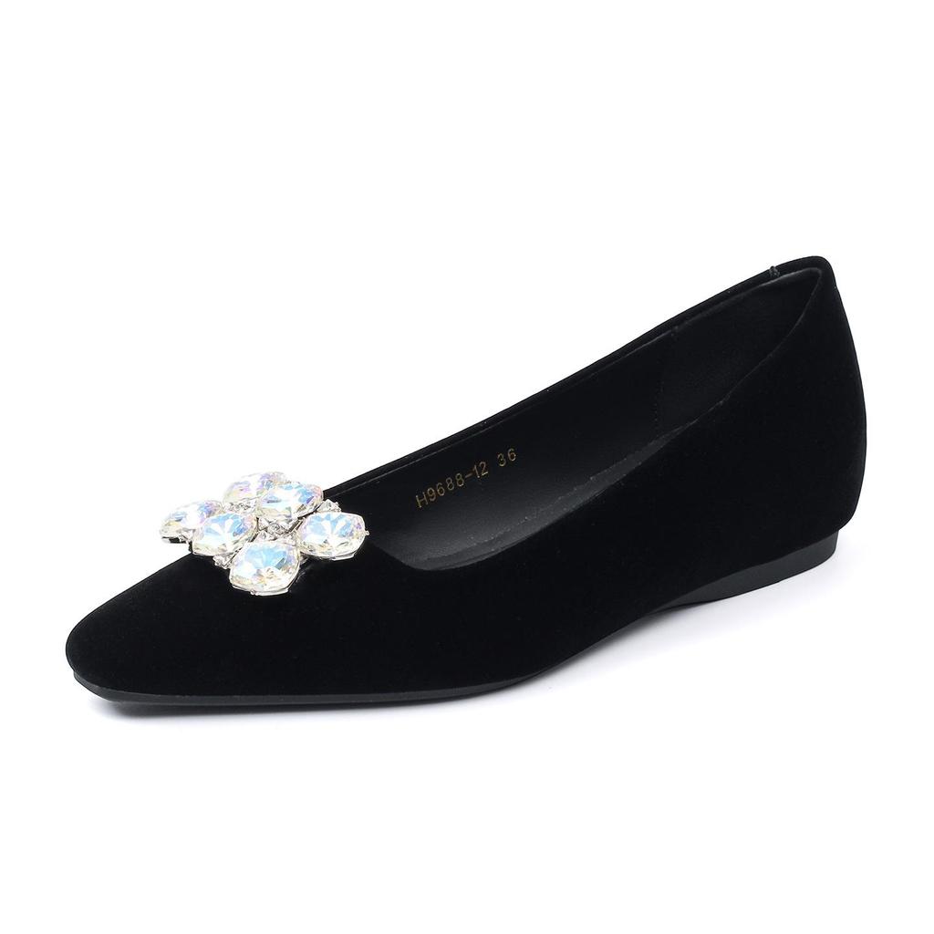 Burgundy Suede Rhinestone Flats with Square Toe - Women's Low Heel Slip-On Shoes for Autumn/Winter 2025.