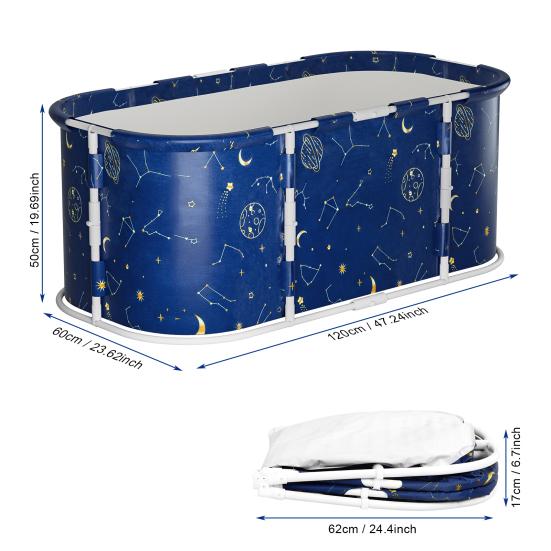 Baignoire Pliante 47", Baignoire Pliante Portable pour Adultes, Baignoire à Trempage pour Bain Chaud et Bain Glacé, Enveloppe Autoportante Pliante