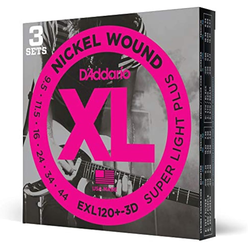 D Addario Daddario Electric Guitar Strings XL Nickel .0095-.044 Super Light Plus 3 Set Pack EXL12...