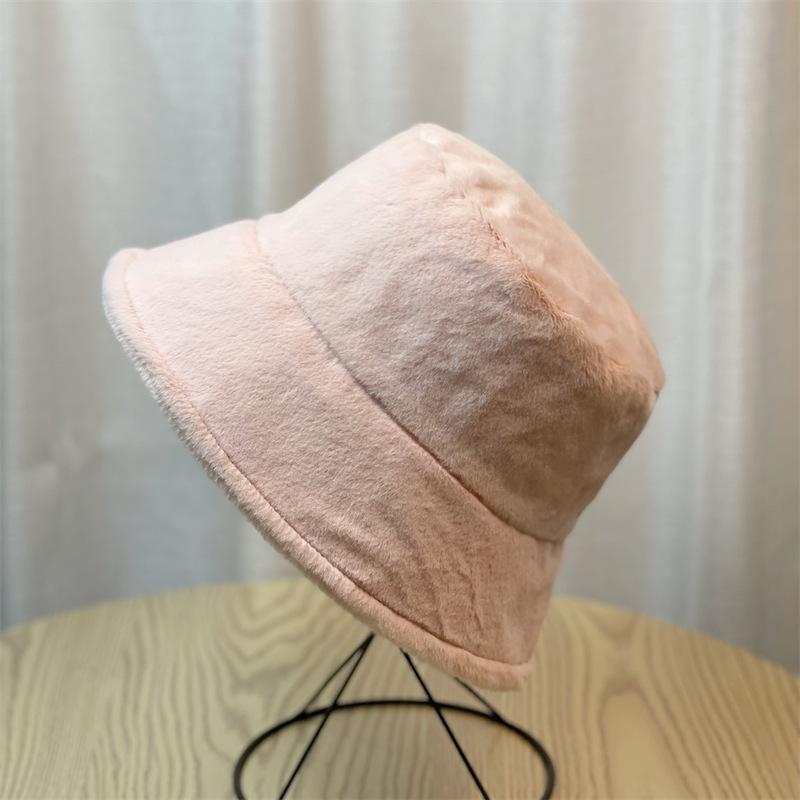 

Плюшевая шляпа Женская осенне-зимняя шляпа-ведро Теплая шляпа-ведро Шляпа-цилиндр Шляпа-ведро ONE SIZE розовый