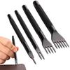 4Pcs Leather Sewing Punch Set 4mm Leather Chisel Hole Punches Tools 1 2 4 6 Prong Lacing StitchDIY Leathercraft Stitching Tools