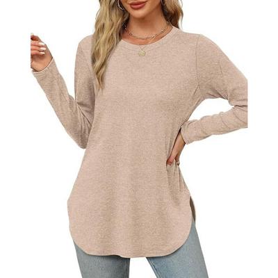 Herbst Uni Pullover O-Ausschnitt Langarm T-Shirt Damen Frühling Lässig Basic Shirt Damen Oberteile