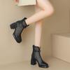 Brown Thick High-heeled Square-headed Short Boots 2025 New Summer Versatile Martin Boots Thick-soled Small Women's Net Boots