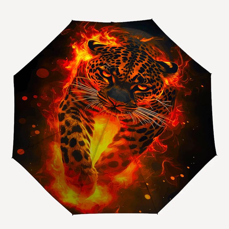 Flaming Leopard- Automatic Umbrella,Suitable for Men and Women,Suitable for Birthdays, Christmas, Gifts for Fashion Lovers0920b