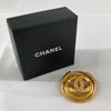 Used Coco Mark Circle Brooch with Rice Grains, Gold