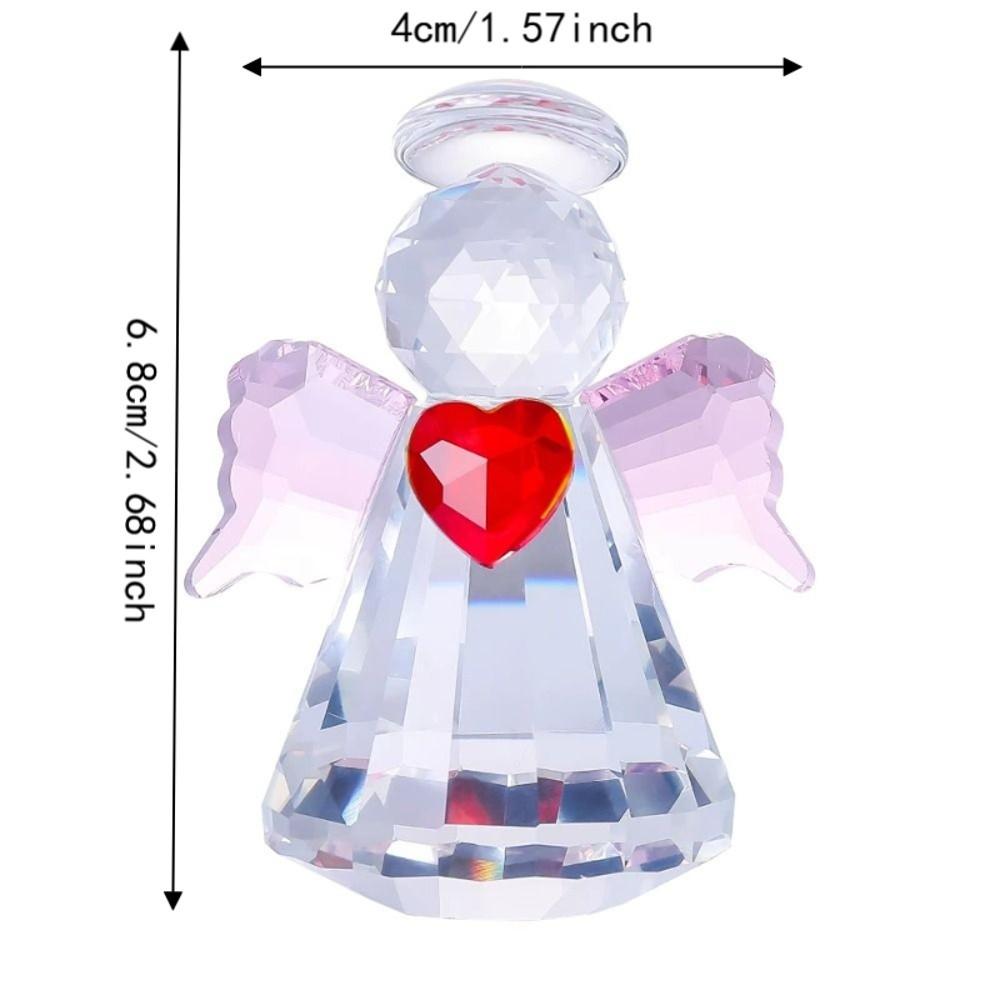 Heart Angel Statue Ornament Faceted Finish Angel Paperweight Crystal Angel Figurine Tabletop Decor