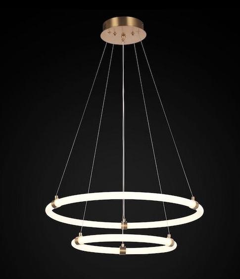 Sonic double - chandelier 60cm - double ring LED white gold