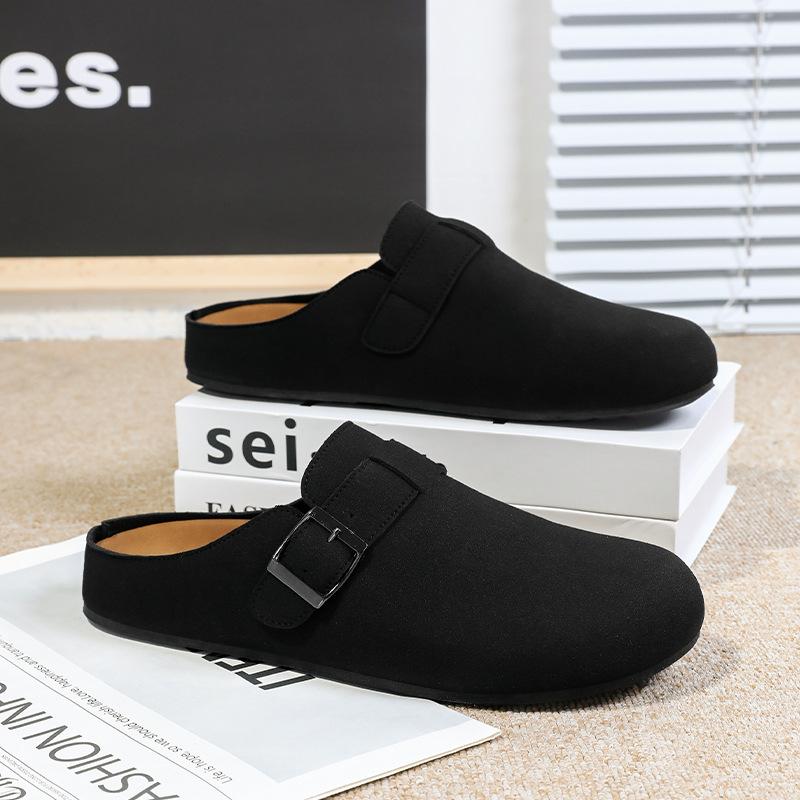 

Баотоу полубосоножки мужские на толстой подошве нескользящие весенне-летние для улицы модные туфли на одной педали 44