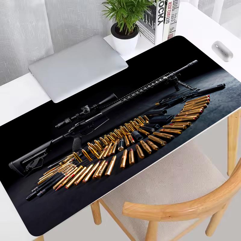Tappetino Mouse Grande Pistola Fucile Revolver Design Gioco di Precisione Base in Gomma Antiscivolo 80X40 Superficie Lavabile Tappetino per Scrivania