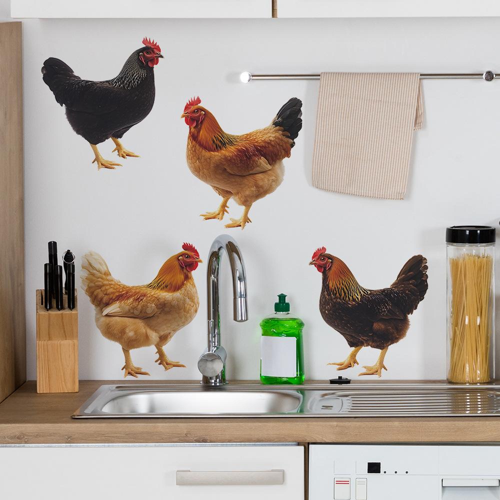 Creative Country-style Simulation Rooster Kitchen Dining Room and Home Background Decoration Wall Stickers