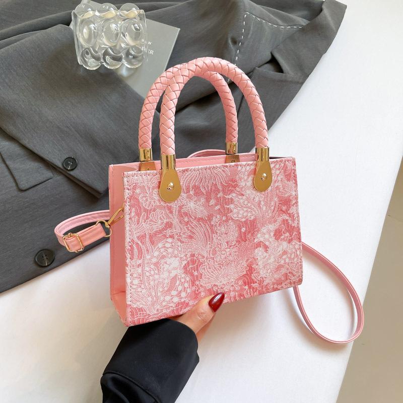 

Autumn new trend national style women s bag retro printing versatile handbag crossbody shoulder mother bag рожевий