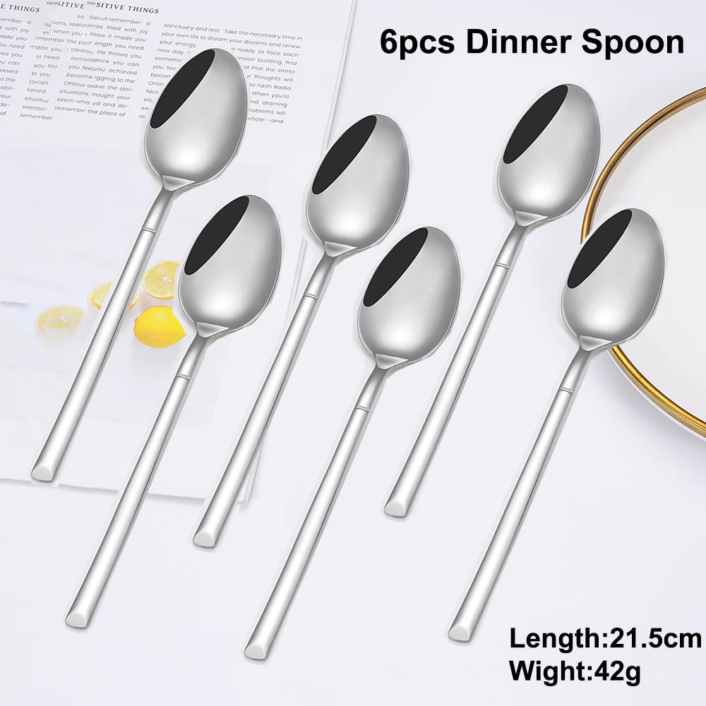 4/6/16/24Pcs Elegant Sliver Tableware Set Stainless Steel Cutlery Mirror Thin Fork Spoon High Polish Western Dinner Set4