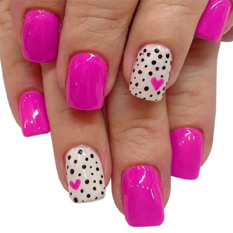 

24 Pcs Valentines Day Stick on Nail Heart Full Cover False Nail Press On Nail Manicures Supplies for Woman 1