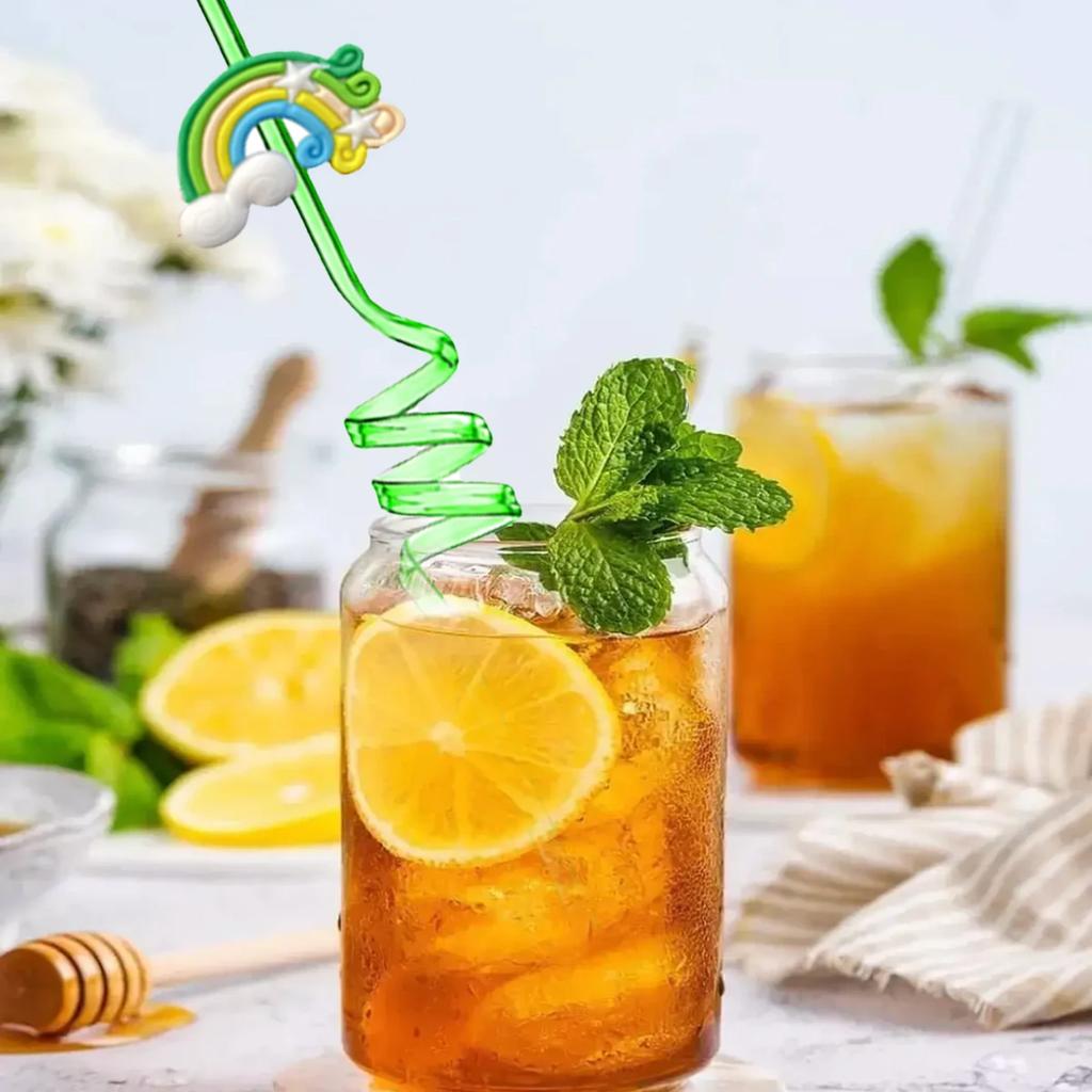 8-24PCS Curly Colored Reusable Children's Straws, Mermaid, Rainbow, Little Mary Straws For Princess Birthday Party Decorations