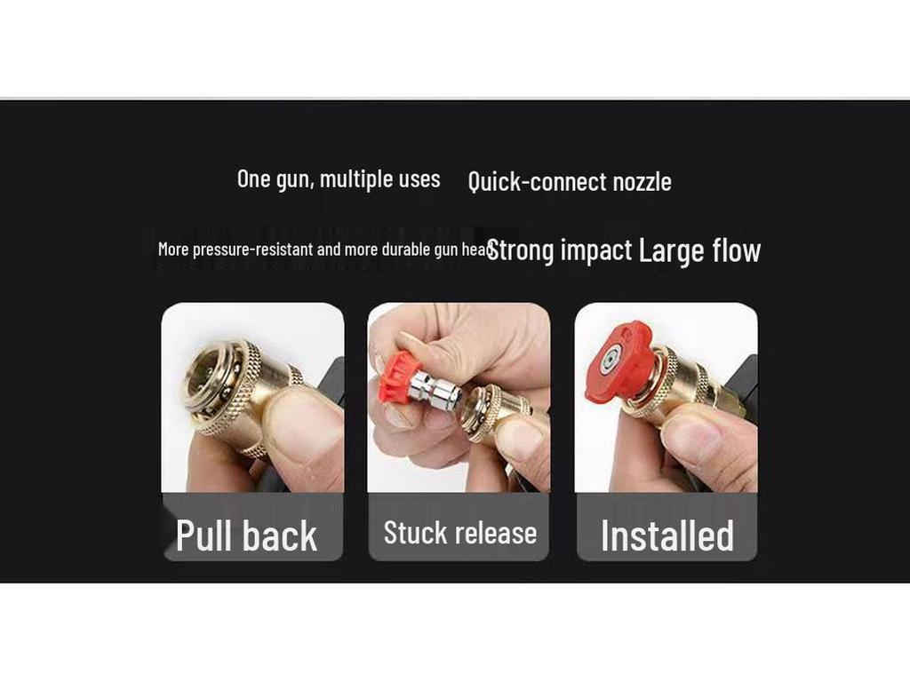 Portable High-Pressure Car Wash Water Gun with 1/4 Quick Plug & 2 Nozzles