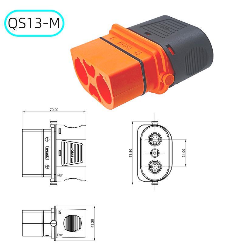 QS13 High-Current 300A Connector for Energy Storage: 2+8 Pin Male-Female Plug for Drones
