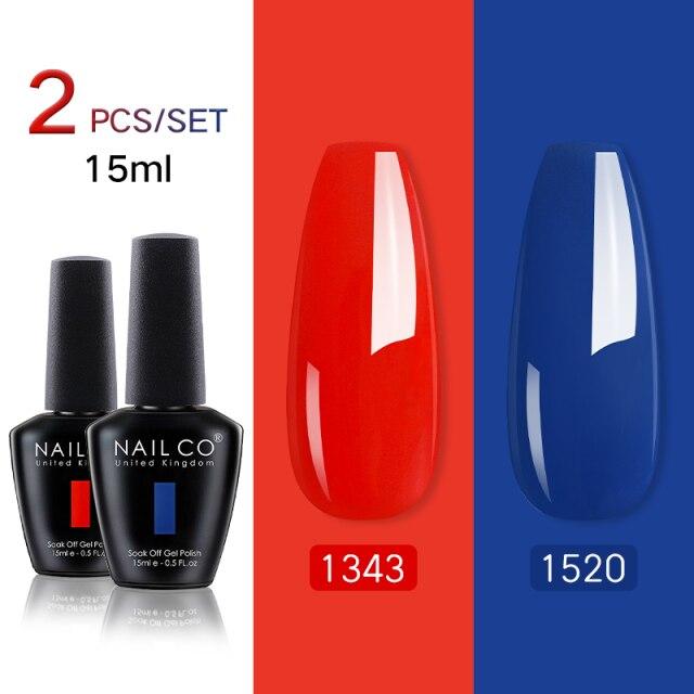 NAILCO 2 цвета, 15 мл, набор гель-лаков для ногтей Vernis, полуперманентный УФ-светодиодный гель для дизайна ногтей, принадлежности для профессионалов, отмачиваемый верхний слой