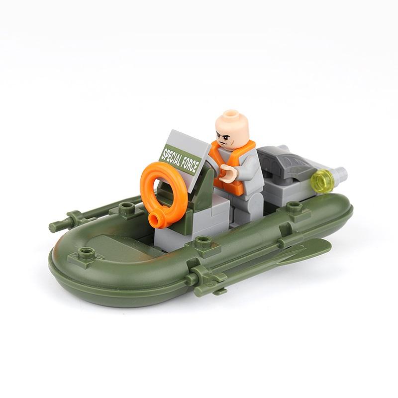 Creative Speedboat Rubber Boat Assault Boat City MiniFigure Blocks Bricks Sets Classic Model Building Kits Kids Education Toys