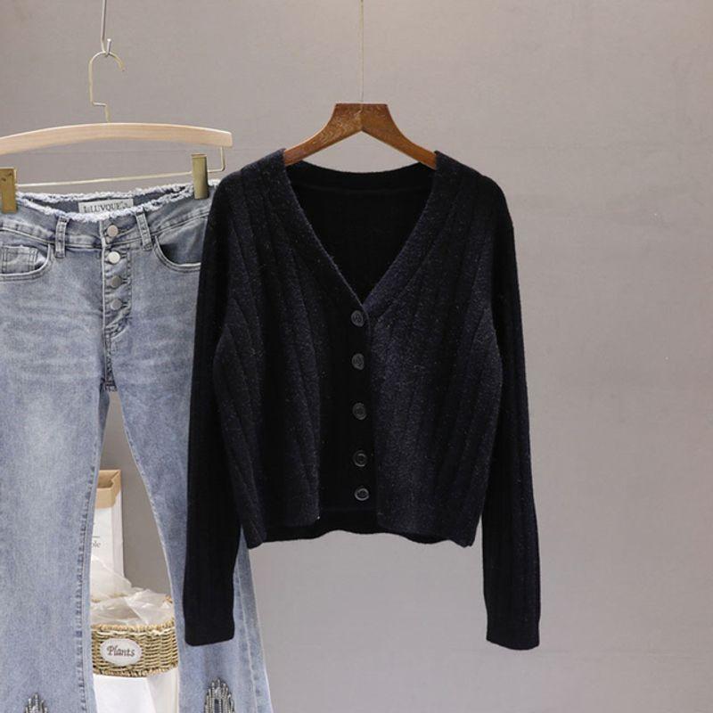 V-neck Loose and Short Cardigan Coat V-neck Loose Short Cardigan Coat Women