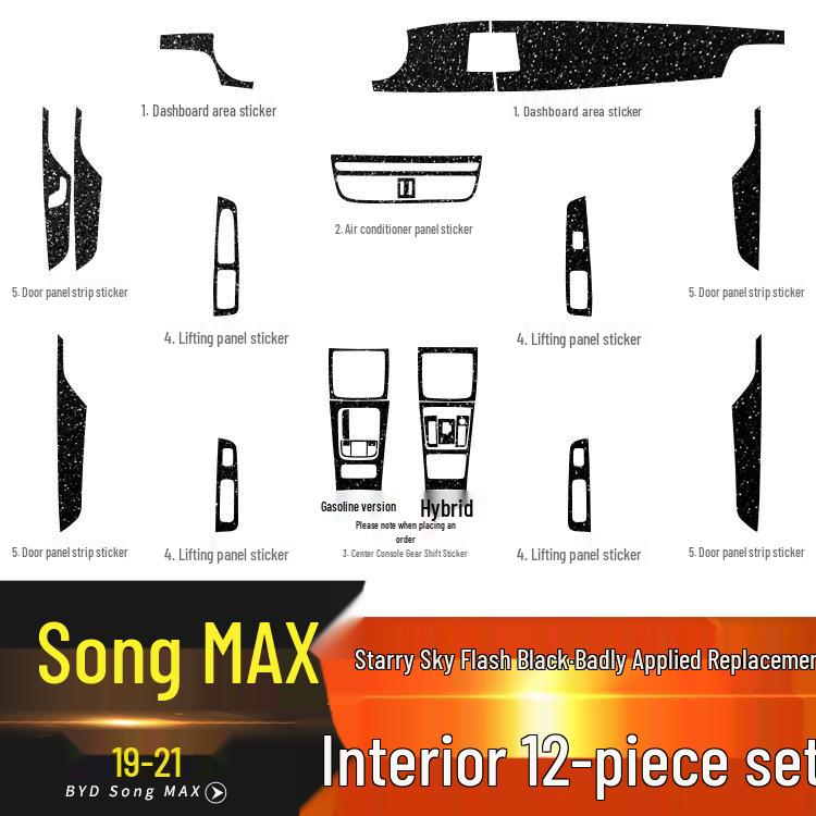 Starry Sky Center Console Film for 17-21 BYD Song Max Interior Decor