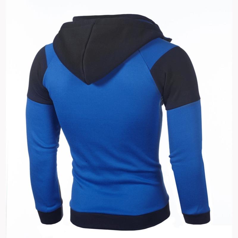 Men S Color Block Zip Up Hooded Slim Fit Fleece Sweatshirt