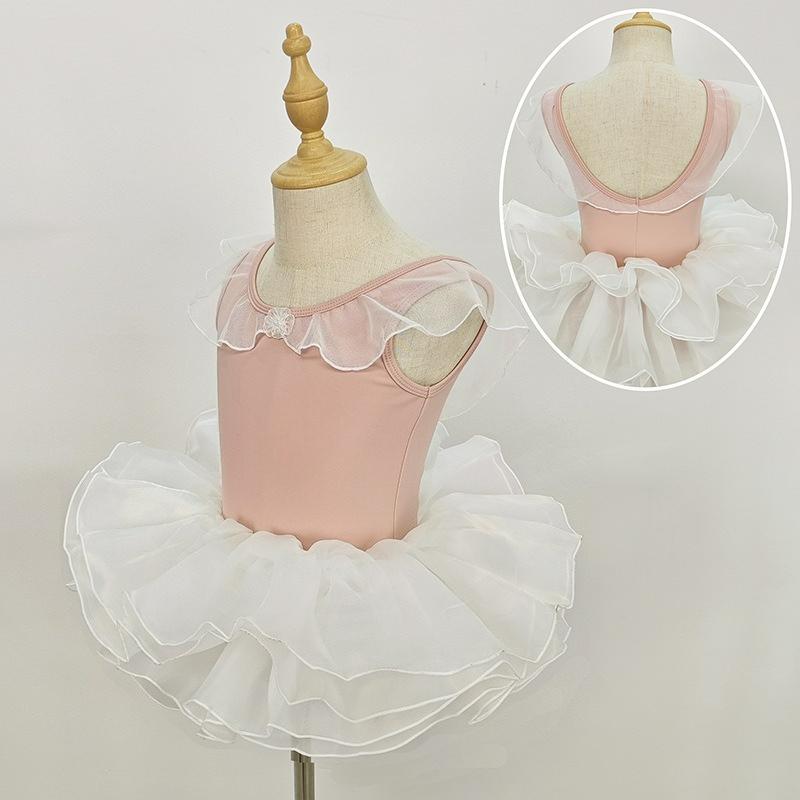 Kinder Tanzkleidung Sommer Kurzarm Übungstest Aufführung Tutu Rock Ärmellos Prinzessin Mädchen Ballett Kostüm