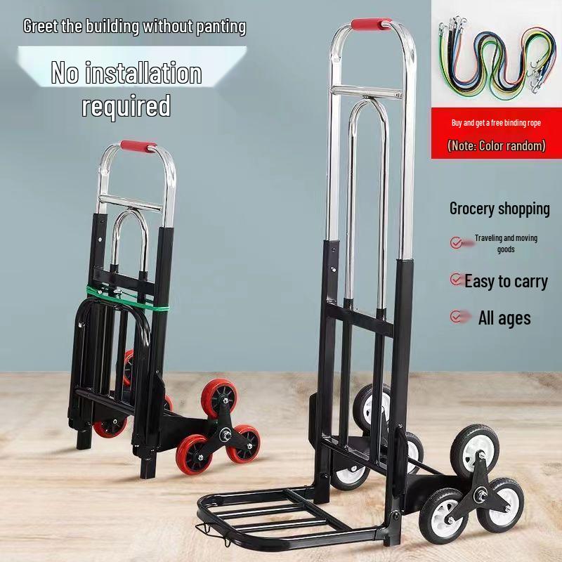 Lightweight Folding Trolley for Climbing Stairs - Multi-Purpose Handcart for Moving, Shopping, and Deliveries