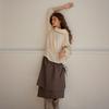 Ouro COTTON APRON SKIRT [ ASH BROWN ]