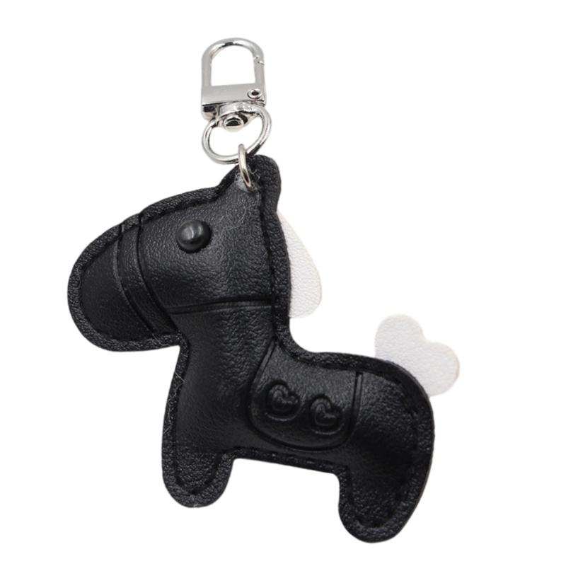 

Fashion Leather Keychain Featuring Lovely Equine Theme Compact Size Suitable for Handbag Keys or Car Interior Decoration чорний