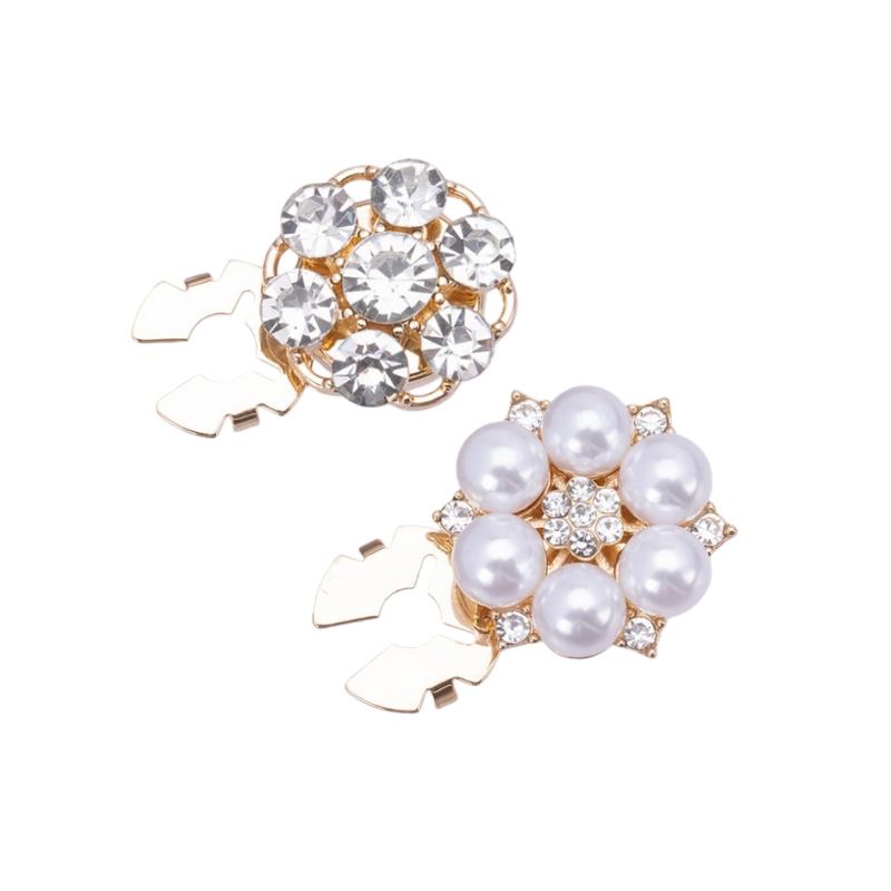 Crystal Pearl Button Covers For Women Blouses Detachable Clip-On Shirt Coat Decorative Buttons Diy Sewing Buttons Holiday Decor