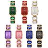 Ladies Bracelet Quartz Watch Sparkling Rhinestone Rectangular Dial Watch Faux Diamond Bracelet Wristwatch for Women Elegant Jewelry Timepiece