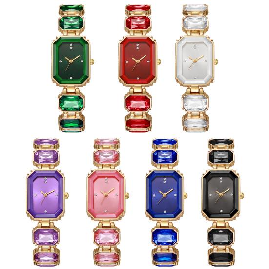 Ladies Bracelet Quartz Watch Sparkling Rhinestone Rectangular Dial Watch Faux Diamond Bracelet Wristwatch for Women Elegant Jewelry Timepiece