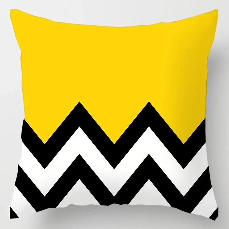 Fashionable Luxury Home Decoration Geometric Lines Abstract Style Ginkgo Leaf Print Pillow Cover Office Chair Cushion Cover
