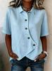 2026 New Women's Short Sleeve Irregular Lapel Button T-shirt
