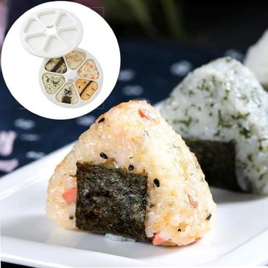 DFsucces Onigiri Shape 6-Hole Triangle Sushi Mold Kit Press Master Non-Stick Easy Convenient Restaurant Home Cooking Kitchen Supplies