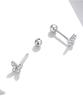 Sterling Silver S925 Simple Butterfly Earrings with White Gold Plated Zircon
