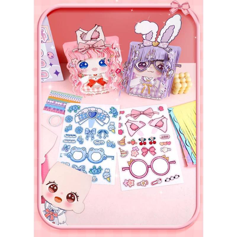 Diy Children Modeling Handmade Paper Cut Toy Hairdresser Doll Dress Creative Up