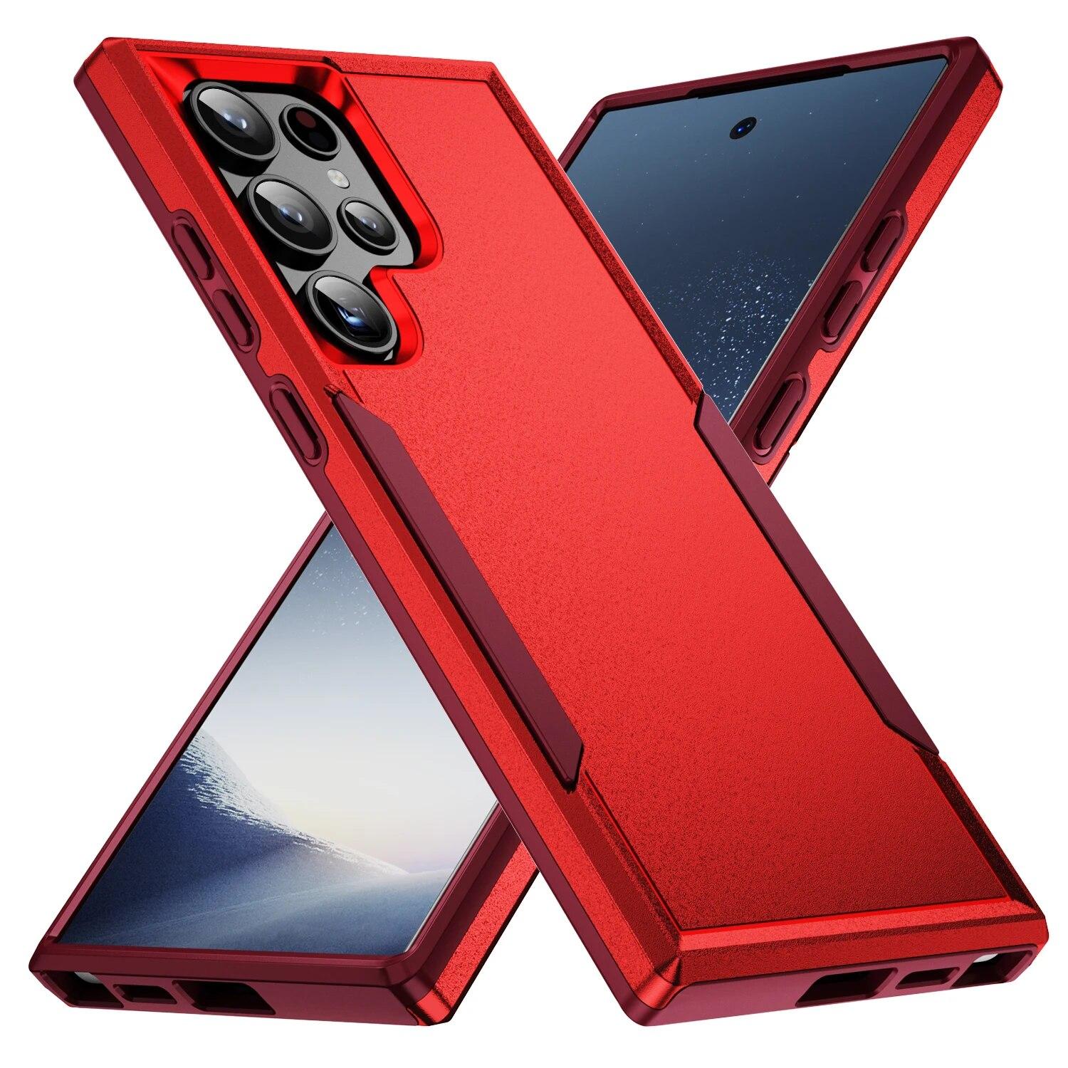 

Противоударные чехлы-коке для Samsung Galaxy S24 Ultra S24ultra S23 Plus S22 S21 FE S20 5G, аксессуары для мобильных телефонов, бронированный чехол for Galaxy S21 красный