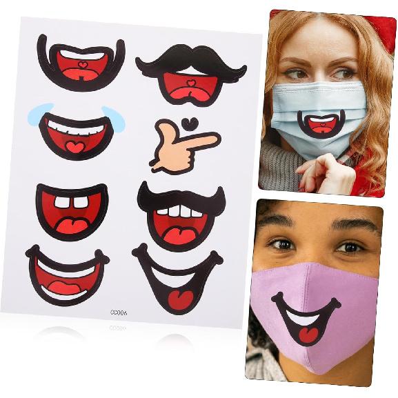

COHEALI Cute Mouth Stickers: 10 Sheets Kids Scrapbook Stickers 8 Types Smiling Face Cartoon Labels for DIY Craft Scrapbooking