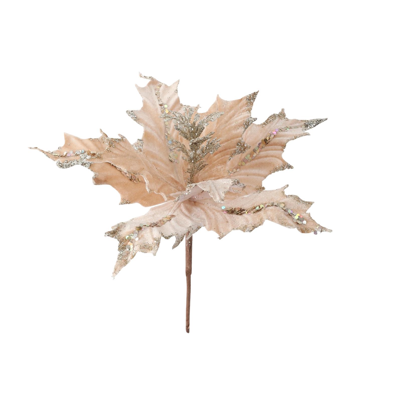 

Artificial Poinsettia Floral Stem with Glitter Accents for Seasonal Home Decoration Christmas Arrangement Craft Projects One Size хаки