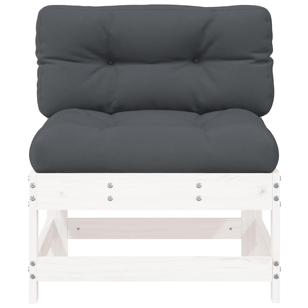 2 Piece White Pine Solid Wood Middle Sofas with Cushions